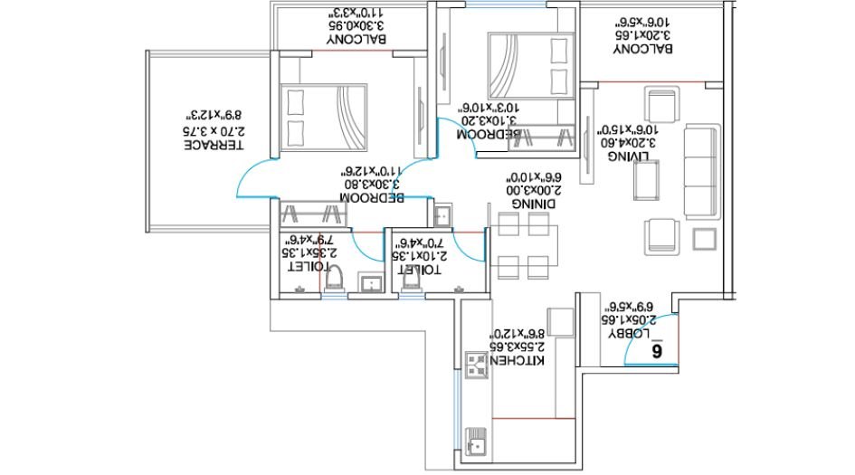 Balaji-Oriana-World-Floor-Plan-2 BHK-929 SQFT